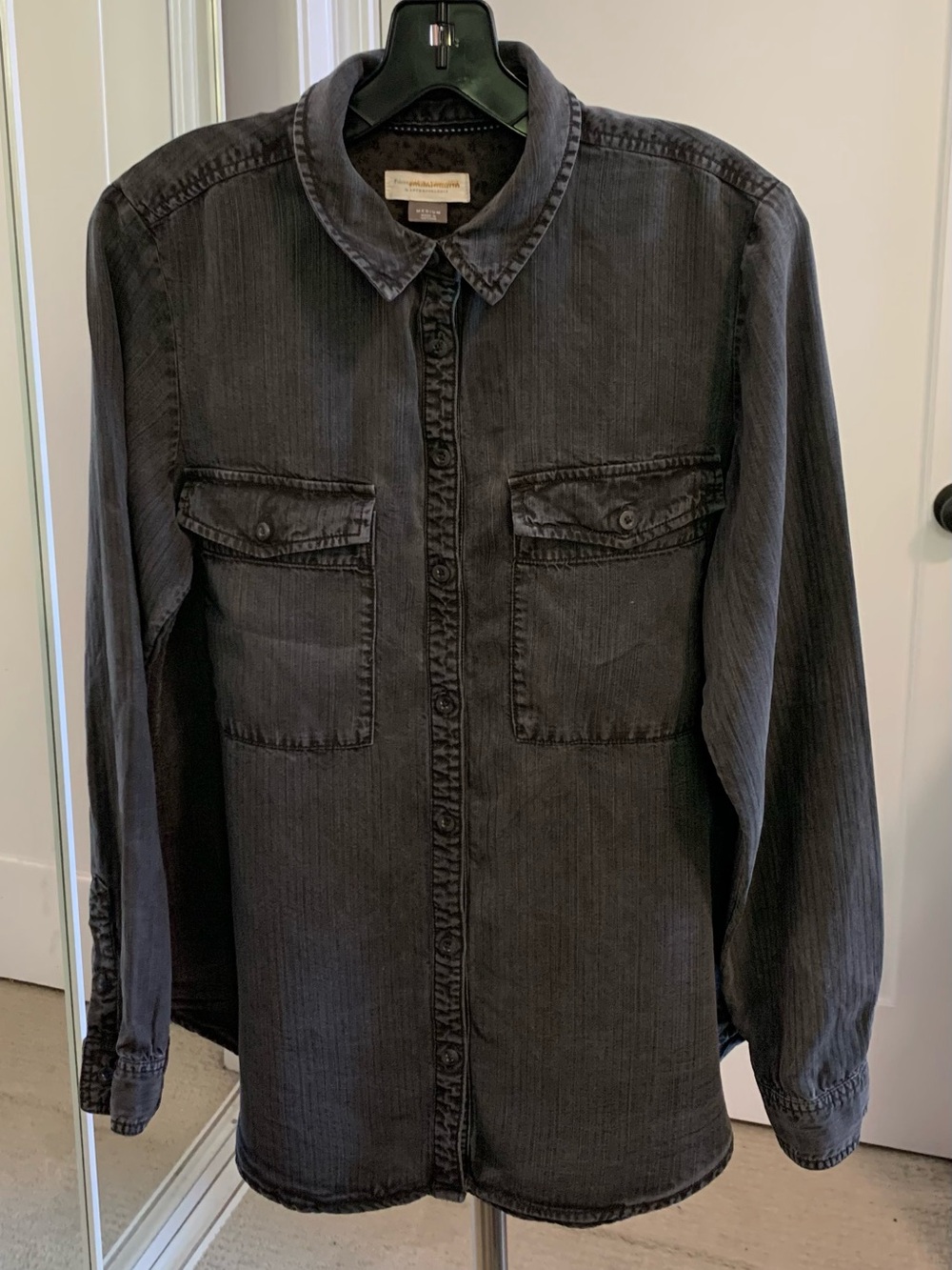 Pilcro by Anthropologie Black Washed Button-Up Shirt in Medium - Picture 10 of 12